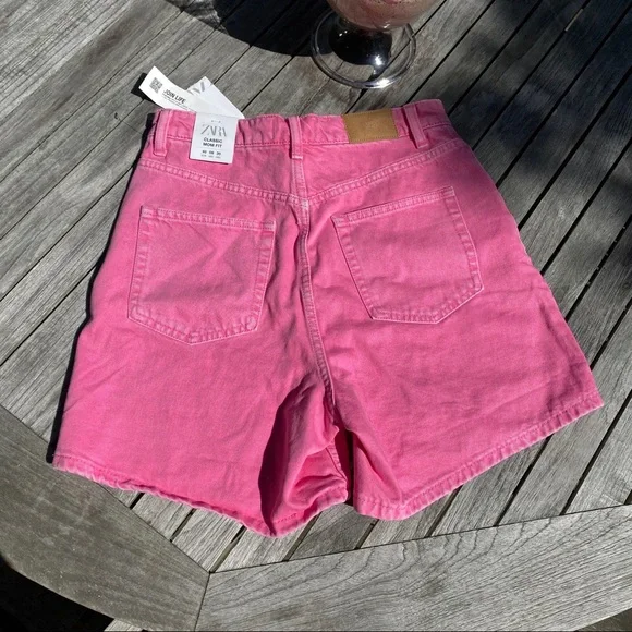 💗 ZARA PINK HIGH WAIST CLASSIC MOM JEAN SHORTS! - Picture 6 of 13
